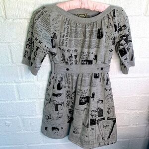 Sweet Child Kids Girls Vintage Print Ruffle Fit & Flare Dress sz L